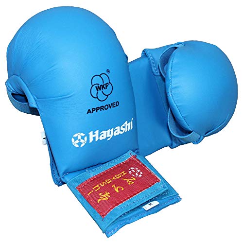 Hayashi Karate Faustschützer „TSUKI“ WKF Approved Handschützer (blau, L) von Hayashi