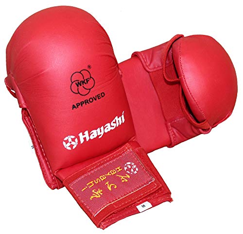 Hayashi Karate Faustschützer „TSUKI“ WKF Approved Handschützer (rot, XL) von Hayashi