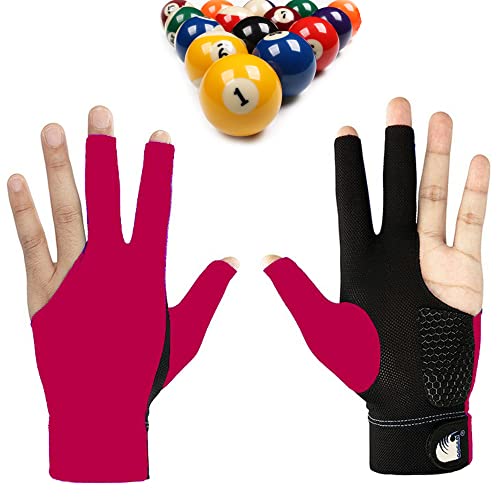 Hayaww 3 Finger Snooker Gloves, Billiard Pool Cue Gloves Billiard Non Slip Billiard Glove Billiard Pool Gloves Left Hand Wear-Resistant Billiard Gloves Accessories for Men and Women (rot) von Hayaww