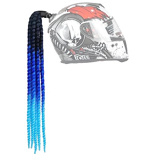 Hayaww Motorrad Helm ZöPfe, Helm Braids Retro Motorradhelm Braids Motorradhelm ZubehöR Motorradhelm Abnehmbarer Pferdeschwanz Helm Geflochtener Für Bicycle Motorcycle Helmet(Schwarz + blau + hellblau) von Hayaww