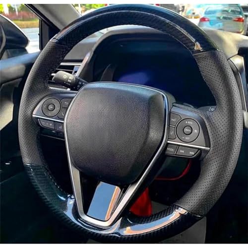 HcYzFJ Auto Lenkradabdeckung Leder Carbon schwarz, für Toyota Camry 2018-2019 Avalon 2019 RAV4 2019 Corolla 2019-2020 von HcYzFJ