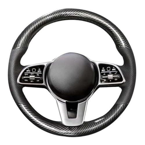 HcYzFJ Handgenähte Leder-Karbon-Schwarze Autolenkradabdeckung für Mercedes Benz A-Klasse W177 2018-2019 C-Klasse W205 von HcYzFJ