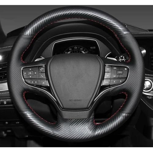 HcYzFJ Handgenähte Schwarze Leder-Carbon-Schwarze Autolenkradabdeckung für Lexus ES300h ES350 2019 2020 2021 von HcYzFJ