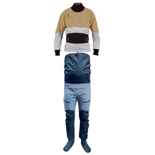 Hcclijo Kajak-Trockenanzug-Set Für Herren Und Damen wasserdichte Paddeljacke Wathose Hose Bootfahren Rafting Segeln Kanufahren Angeln Drysuit Set Khaki M von Hcclijo
