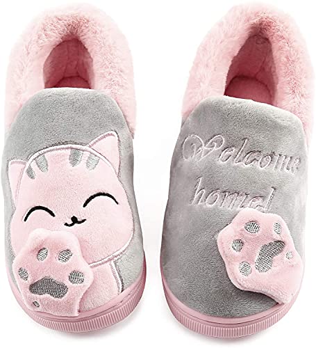 Hctop Winter Hausschuhe für Kinder und Erwachsene Jungen Mädchen Plüsch Pantoffeln (pink,30/31 EU) von Hctop