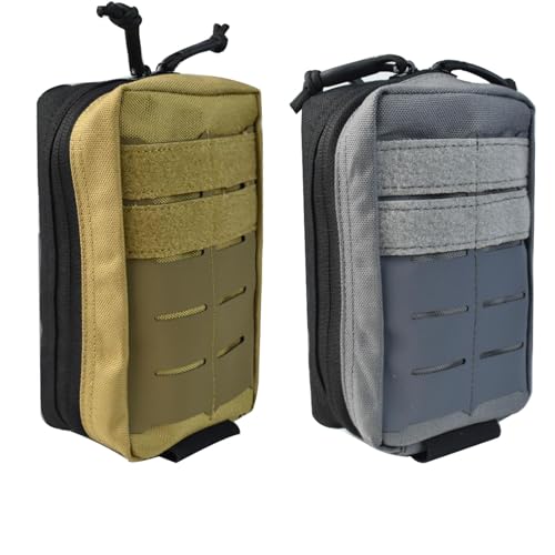 Zweiseitige zweifarbige medizinische Tasche, taktische Molle-Gürteltasche, EDC-Gadget, Utility-Hüfttasche mit Tourniquet-Halter (KHAHI/Grau) von Hdlsina
