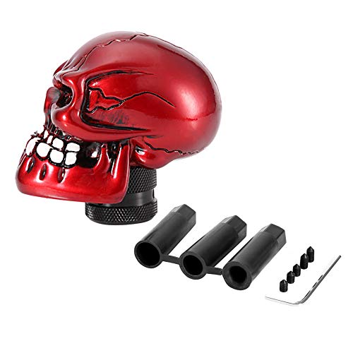 Schaltknauf, Universal Skeleton Skull Head Auto Modifizierter Schaltknauf Stick Hebel Shifter(rot) von Headerbs