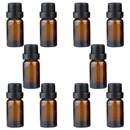 Healifty 20 x 10 ml Glasflaschen für ätherische Öle, braune Parfümflasche, leere Flüssigkeit, Lotion, Kosmetik, Aromatherapie, tragbarer Spender von Healifty