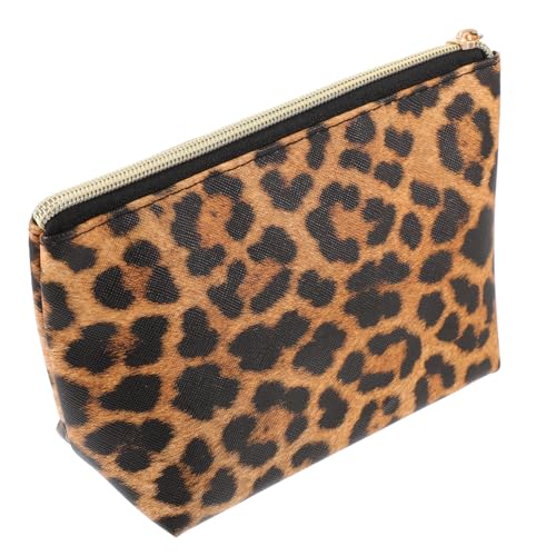 Healvian Leopardenmuster Kosmetiktasche Damen PU Zipper Makeup Bag Großes Fassungsvermögen Tragbare Schminktasche Für Reisen Büro Alltag von Healvian