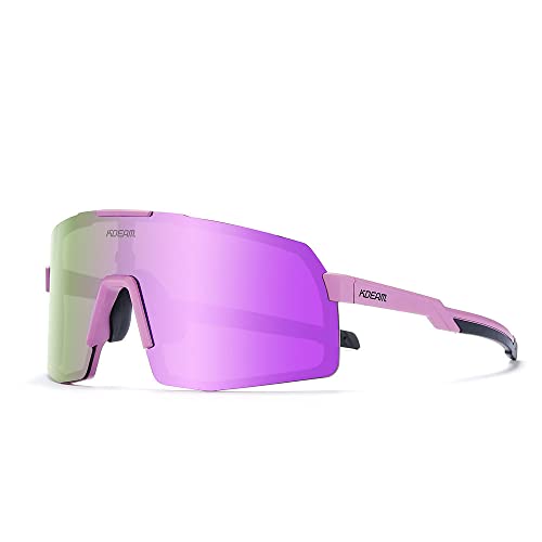 Hearda Outdoor Sports Sonnenbrille, Fahrrad Sonnenbrille Herren Damen Polarisiert Fahrradbrillen Radsportbrillen Outdooraktivitäten Sportbrille für Radfahren Angeln (Einheitsgröße,Rosa-violett) von Hearda