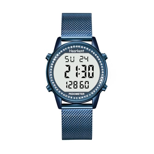 Hearkent Damen-Armbanduhr, Schrittzähler, gewebtes Uhrenarmband aus Stahl, keine App oder Aufladen erforderlich, mit Zählung von Schritten, Kalorien, Entfernung, Uhr und Hintergrundbeleuchtung, 2401 von Hearkent