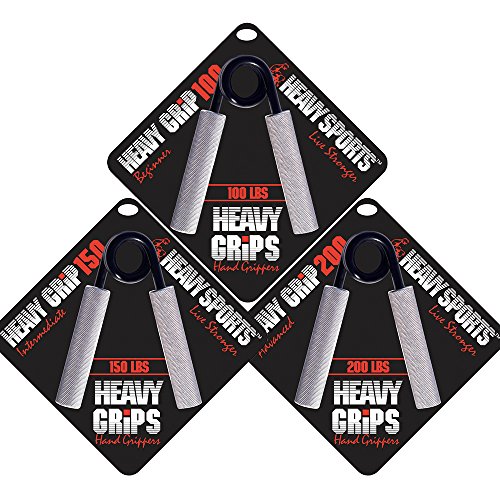 Heavy Grips Set of 3 - 100 lbs, 150 lbs, 200 lbs Resistance - Grip Strengthener - Hand Exerciser - Hand Grippers for Beginners to Professionals von Heavy Sports
