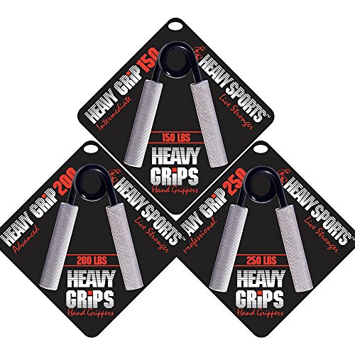 Heavy Grips Set of 3 - 150 lbs, 200 lbs, 250 lbs Resistance - Grip Strengthener - Hand Exerciser - Hand Grippers for Beginners to Professionals von Heavy Sports
