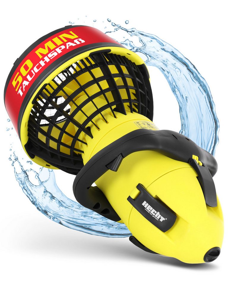 Hecht Schwimmhilfe Wasserscooter bis 5,2 km/h Unterwasser, 24 V Akku mit Ladegerät, 500 W, 10 m Tauchtiefe, 30 - 50 min Laufzeit von Hecht
