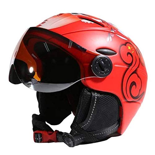 Heemtle 2-in-1 Visier Ski Snowboard Helm Abnehmbare Schneemaske Anti-Fog Anti-UV Integriertes Schutzbrillenschild Geringes Gewicht Erwachsene Männer/Frauen 5 Farben Optional (Einstellbar: 55-58 cm) von Heemtle