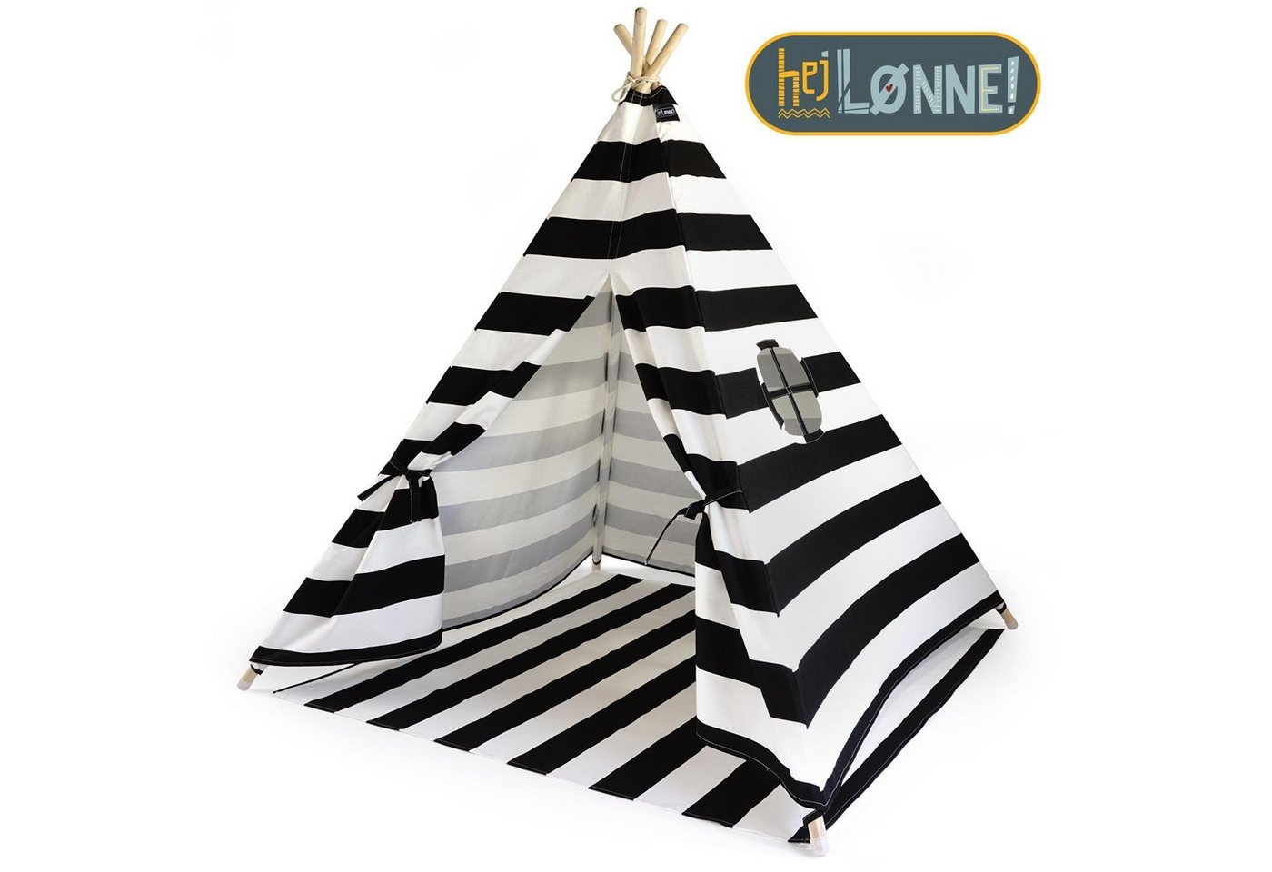 Hej Lønne Tipi-Zelt Tipi Zelt für Kinder schwarz gestreift Kinderzelt, (6er Set) von Hej Lønne