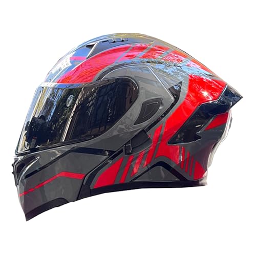 Modularer Motorradhelm Mit Doppelvisier Klapphelm Vollvisierhelm Flip Up Helm Roller Motorradhelm ECEDOT-Geprfter Flip Integralhelm Modulare Motorrad Helm Frauen Männer B,M:57-58CM von Hejunlian