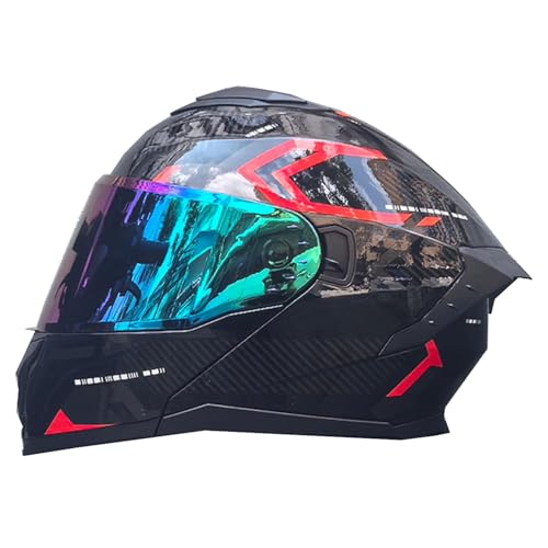 Modularer Motorradhelm Mit ECEDOT Zertifiziert Helm Motorrad Klapphelm Integrierter Motorradhelm Mit Doppelvisier Modulare Vollvisierhelm Rollerhelm Frauen Männer Sturzhelm S,XL:61-62CM von Hejunlian