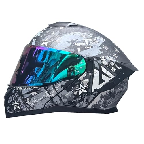 Modularer Motorradhelm Mit ECEDOT Zertifiziert Helm Motorrad Klapphelm Integrierter Motorradhelm Mit Doppelvisier Modulare Vollvisierhelm Rollerhelm Frauen Männer Sturzhelm U,L:59-60CM von Hejunlian