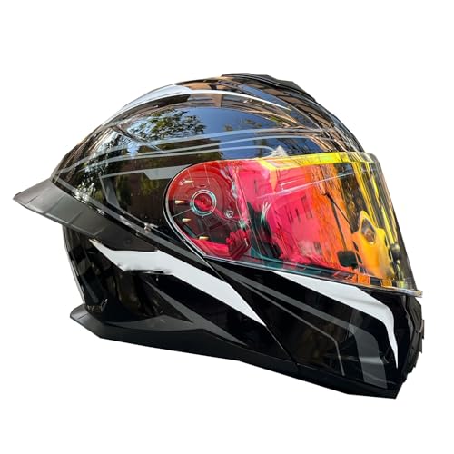 Modularer Motorradhelm Motorrad Klapphelm Helm ECEDOT Zertifiziert Modulare Integralhelme Helm Flip Vollvisierhelm Mit Doppelvisier Modulare Sturzhelm Frauen Männer K,XXL:63-64CM von Hejunlian