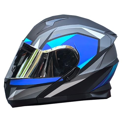 Motorradhelm Klapphelm Modulare Helm ECEDOT Zertifiziert Flip Integralhelm Mit Doppelvisier Modularer Vollvisierhelm Modulare Scooter Helm Frauen Männer Flip Rollerhelm H,M:57-58CM von Hejunlian