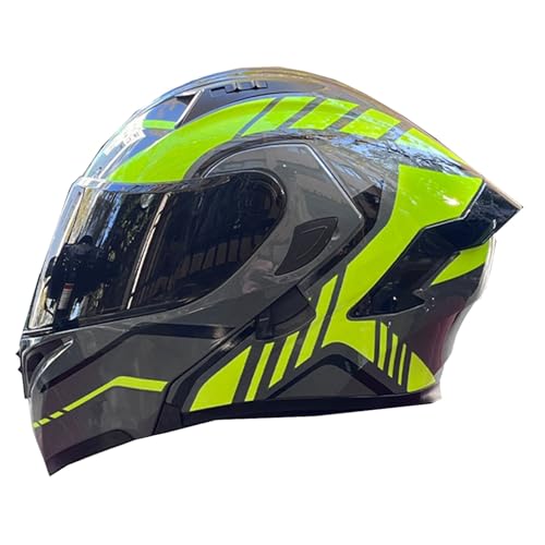 Motorradhelm Klapphelm Modularer Vollvisierhelm ECEDOT Zertifiziert Modularer Integralhelm Modulare Motorrad Helm Mit Doppelvisier Sonnenblende Flip Integralhelm Unisex H,L:59-60CM von Hejunlian