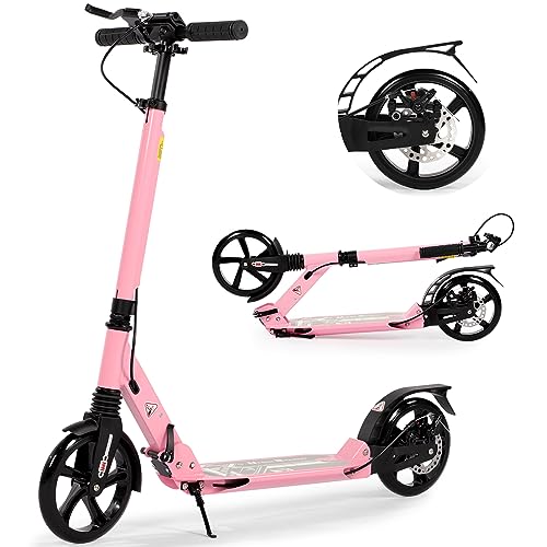 Kickscooter für Kinder ab 8–12 Jahren, 200 mm große Räder, Roller für Erwachsene mit Scheibenbremsen, Erwachsenenroller mit Tragegurt und doppelter Stoßdämpfung, Faltbarer Roller für Jugendliche von Hello-5ive