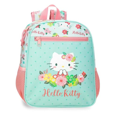Hello Kitty Floral Kitty Schulrucksack, Grün, 23 x 28 x 10 cm, Polyester von Hello Kitty