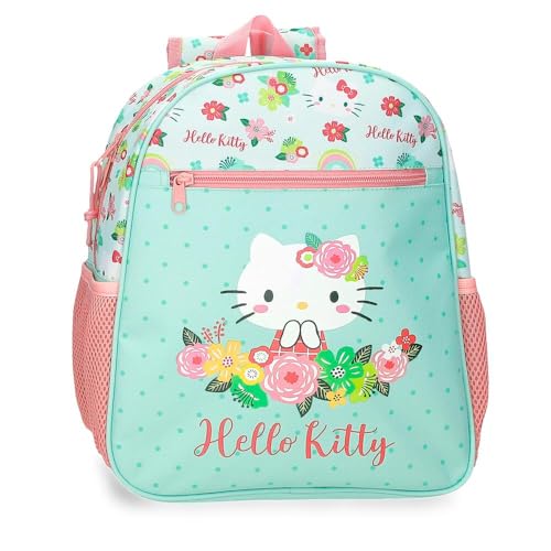 Hello Kitty Floral Kitty Schulrucksack, Grün, 27 x 33 x 11 cm, Polyester von Hello Kitty