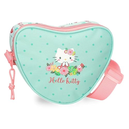 Hello Kitty Floral Kitty Umhängetasche, Grün, 17 x 14,5 x 4 cm, Polyester von Hello Kitty