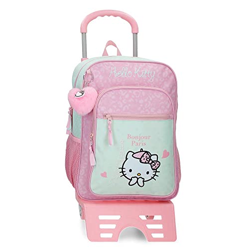 Hello Kitty Paris Schulrucksack mit rosa Trolley 30x38x12 cm Polyester 13.68L von Hello Kitty