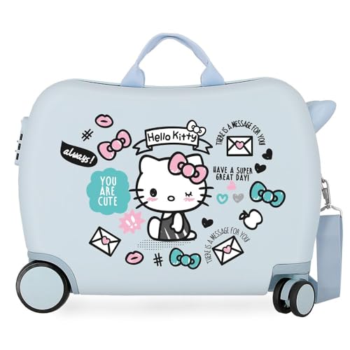 Hello Kitty You are Cute Kinder-Koffer Blau 50x39x20 cms Hartschalen ABS Kombinationsschloss 38L 2,1Kgs 4 Räder Handgepäck von Hello Kitty