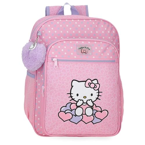 Joumma Disney Stitch Hearts & Dots Schulrucksack, anpassbar an Trolley, Blau, 30 x 38 x 12 cm, Polyester, 13,68 l, blau, Schulrucksack, anpassbar an Trolley von Hello Kitty