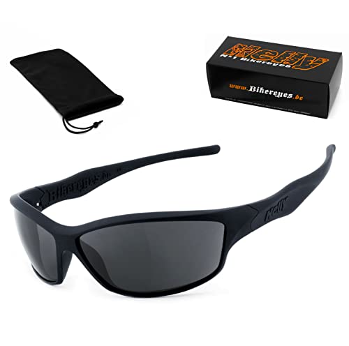 HELLY® - No.1 Bikereyes® | Bikerbrille, Motorradbrille, Motorrad Sonnenbrille | beschlagfrei, winddicht, bruchsicher | TOP Tragegefühl bei langen Ausfahrten | Brille: fender 2.0 (smoke) von Helly Bikereyes