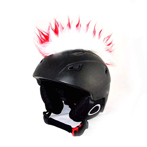 Helm-Irokese für den Skihelm, Snowboardhelm, Kinderskihelm, Kinderhelm, Motorradhelm oder Fahrradhelm - - Der HINGUCKER - Das Helm-Cover für Kinder und Erwachsene HELMDEKO (Rot-Weiß) von Helm-Ohren.de