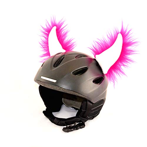 Helm-Ohren Hörner für den Skihelm, Snowboardhelm, Kinder-helm, Kinder-Skihelm oder Motorradhelm - verwandelt den Helm in ein EINZELSTÜCK - der HINGUCKER - für Kinder u. Erwachsene HELMDEKO (Pink-Weiß) von Helm-Ohren.de