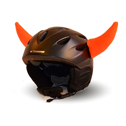 Helm-Ohren Hörner für den Skihelm, Snowboardhelm, Kinder-Helm, Kinder-Skihelm oder Motorradhelm - verwandelt den Helm in EIN EINZELSTÜCK - der HINGUCKER - für Kinder und Erwachsene HELMDEKO (Orange) von Helm-Ohren.de
