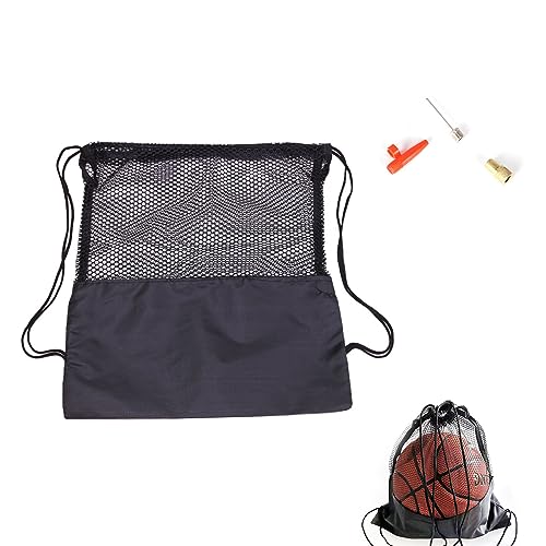 Helweet Ballsack, Balltasche, Netz Balltasche, Fußball Meshbag, Sport Netztasche, Ball Bag, für Basketball, Fußball, Volleyball, Tennis, mit Luftnadeln + Kunststoffmundstück + Fadenmundstück von Helweet