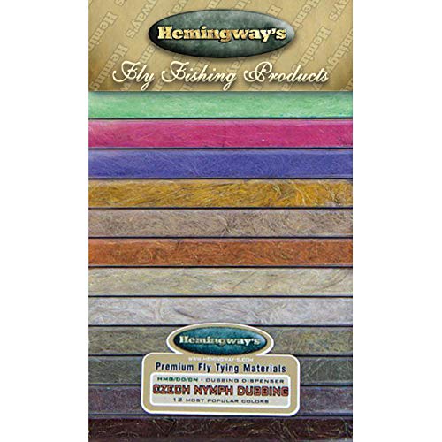 Hemingway Fliegenbinden, 12 Farben in einer tollen Spenderbox, tschechische Nymphe Dubbing von Hemingway