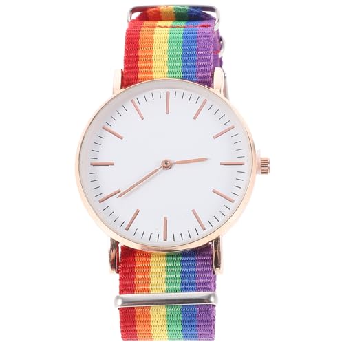 Hemobllo 1Pc Armbanduhr Regenbogen Entworfene Uhr Quarzuhr Zarte Uhr Mode Uhr Armbanddekoration für Zuhause Frauen Männer (Roségold) von Hemobllo