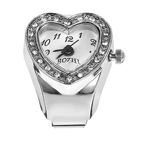 Hemobllo Elastische Finger Ring Uhr Herz Form Finger Uhr Kreative Finger Ring Uhren für Paare Diamant von Hemobllo