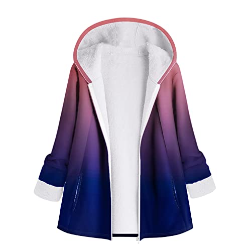 Henagehde Damenmantel, Winter, warm, wasserdicht, für Herbst und Winter, lässig, warm, mit Stitching-Prints, Plush, Cardigan, Jacke, Pullover, Fleece, große Größe, violett, 38 von Henagehde