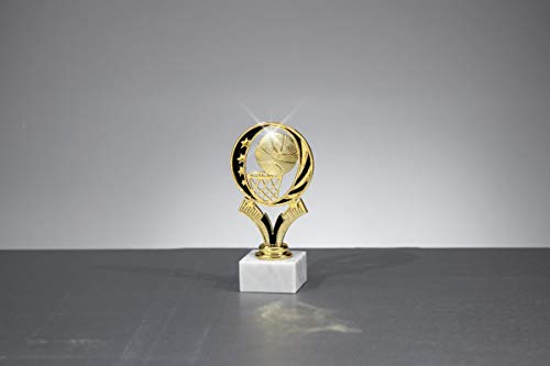 Henecka Basketball-Pokal, Komplettfigur Basketball, schwarz und Gold, mit Wunschgravur, Größe 15,8 cm von Henecka