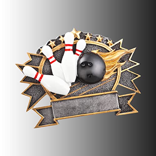 Henecka Bowling-Pokal, Große-Resin-Plakette Bowling, bunt, mit Wunschgravur, Größe 15,5 cm von Henecka