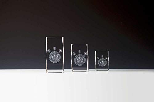 Henecka Dart-Pokal, Glastrophäe 3D-Lasermotiv Darts, Kristallglas, mit Blauer Geschenkbox, Größe 6 cm von Henecka