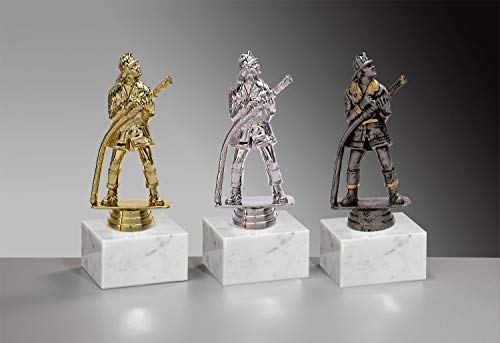 Henecka 🚒 Feuerwehr-Pokal, Feuerwehr-Auszeichnung, Feuerwehrmann-Figur auf Marmorsockel, mit Wunschgravur, wählbar in 3 Farben (Silber) von Henecka