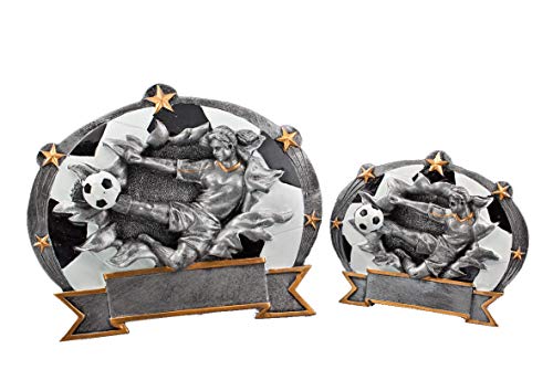 Henecka Fussball Damen-Pokal, Resin-Plakette Fußball Damen, Silber mit Gold, mit Wunschgravur, Größe 11,5 cm von Henecka