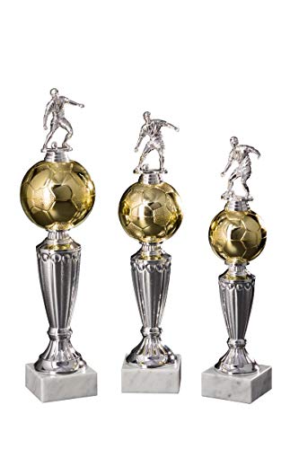 Henecka Fussball-Pokal, Fußballtrophäe, Gold-Silber, mit Wunschgravur, Größe 31 cm von Henecka