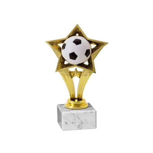 Henecka Fussball-Pokal, Komplettfigur Fussball Star, Gold, mit Wunschgravur, Größe 16,2 cm von Henecka
