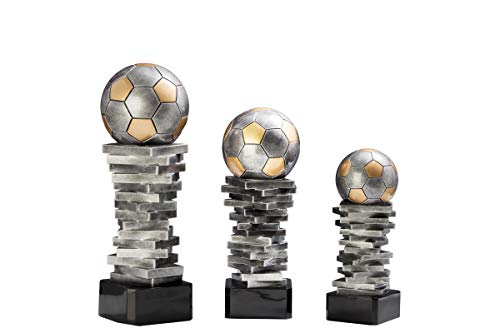 Henecka Fussball-Pokal, Resin Soccer-Trophy, Silber mit Gold, mit Wunschgravur, Größe 30 cm von Henecka